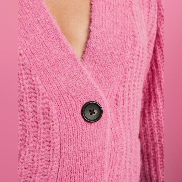 NWT A.L.C. Cleveland Cable Knit Button Front Relaxed Cardigan in Bubblegum XS - Picture 4 of 12